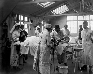 view World War I: British army operating theatre near Boulogne