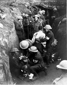 World War One: regimental aid post in trenches