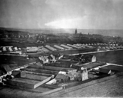 World War I: aeriel view of convalescent depot, Boulogne