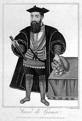 Vasco da Gama. Stipple engraving by C. Turner, 1800.