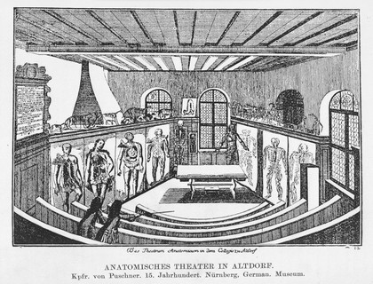 Engraving of anatomical theatre in Altdorf.