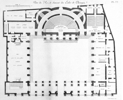 M. Gondoin, Plan du Rez de Chausseee des Ecoles de Chirurgie, in Description des ecoles de chirurgie