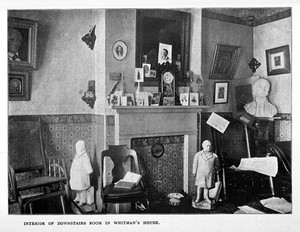 view Walt Whitman, interior of his house: downstairs room.