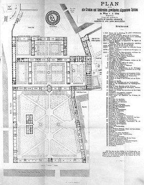 Plan des fur alle Kranken und Gebarenden gewidmeten Allgemeinen Spitales in Wien. V.J. 1784.