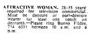 view Advertisement for an attractive woman for a T.V. Commecial.