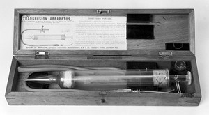 view Transfusion Aparatus for injection of saline solution into the blood in cases of severe haemorrhage.