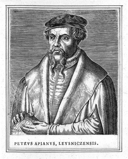 Petrus Apianus. Line engraving by P. Galle, 1572.