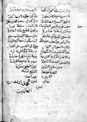 Arabic Manuscript: Poem on general anatomy