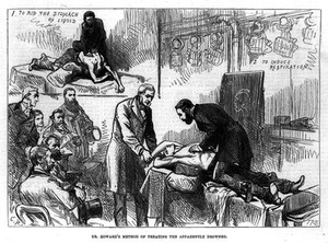 view 'Dr. Howard's method of treating the apparently drowned'; demonstration of the method of resuscitation used by Dr. Howard of New York.