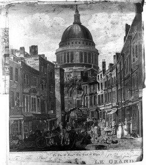 view Print of St. Paul's. "To the Rt. Hon. The Earl of Essex. This print of St. Paul's from St. Martin le Grand".