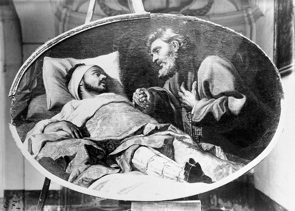 St Ignatius Loyola wearing leg splints, by De Favray.