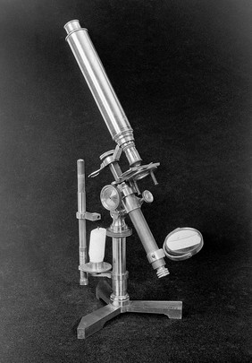 Compound microscope by Pritchard, 1825-50.