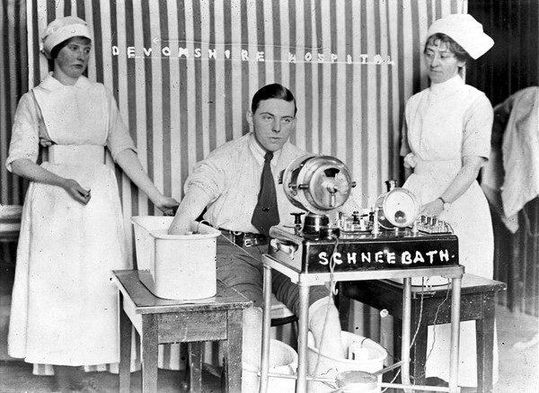 Schnee bath in Devonshire Hospital, Buxton. From an old slide taken from a prospectus.