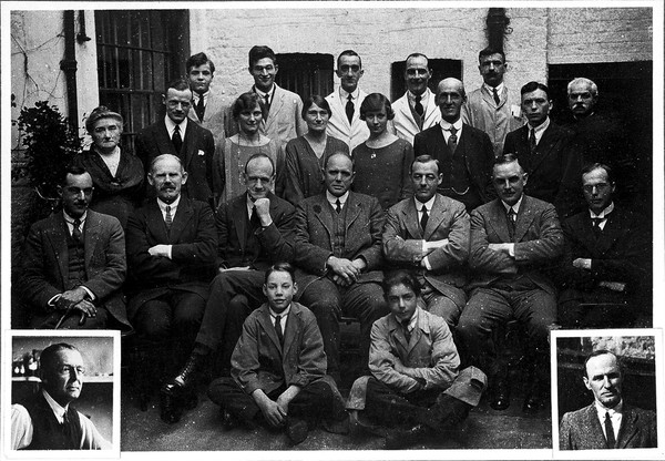 The Wellcome Bureau of Scientific Research: staff including the director Andrew Balfour (seated centre) and his successor Charles Wenyon (seated to his left). Photograph, 1923.