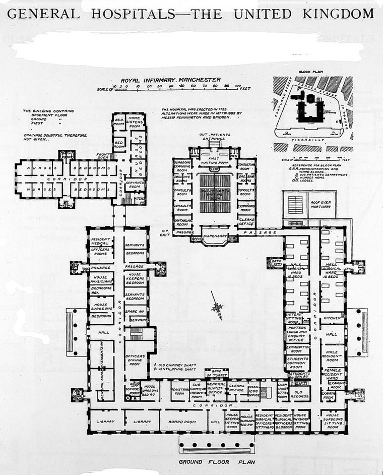 Plan of Royal Infirmary, Manchester, 1893.