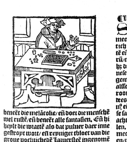 Den groten herbarius met al sijn figueren der Cruyden, om die crachten der cruyden te onderkennen ... Een tractaet om alle Urijnen te judicerene / Vanden cautelen der Urijnen van Meester Arnoldus de Nova Villa ... Om die operacien van allen drogerien ende medecijnen te kennen. Metter Anothomie der menscheliker ghebeenten. Een expert Tractaet voor personen, die op dorpen, ende casteelen woonen ... om te makene Wondrancken, Salven, ende olyen.