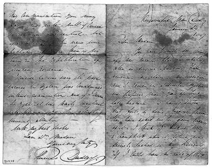 Manuscript letter from Thomas Dudley to H.H. Hickman, dated 24 Jan. 1847