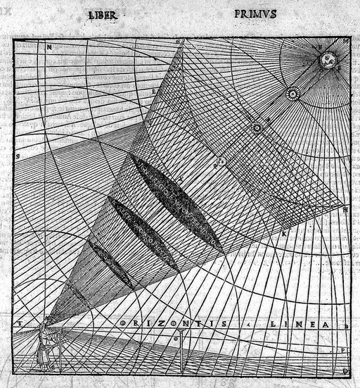 维特鲁威的《建筑》……透视图:透视图的绘制，展示了他作品中的数学。