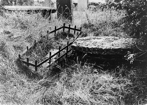 view Mortsafes at Kinnernie graveyard, Aberdeenshire.