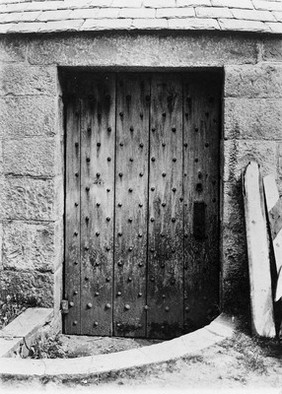 Door closed on Vault in graveyard at Udny, Aberdeenshire.
