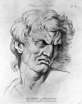 "Hatred or jealousy" from Le Brun, Bowles's Passions of the soul, circa 1785