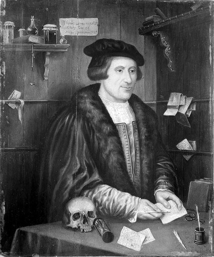 A man designated as Thomas Linacre. Oil painting, ca. 1900 (?).