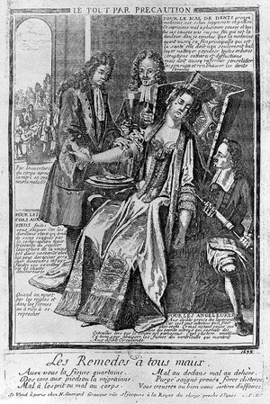 view Caricature of bloodletting, clysters,...