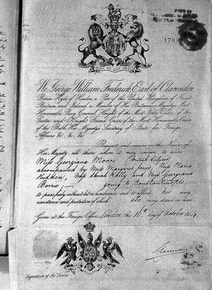 view F. Nightingale's party to Crimea; passport.