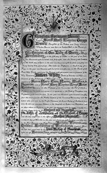 Manuscript belonging to one of F. Nightingale's nuns
