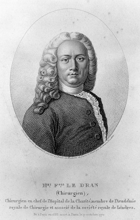 Henri François Le Dran. Stipple engraving by A. Tardieu.