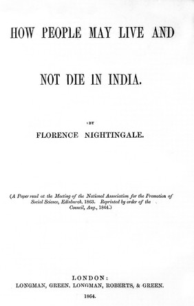 F. Nightingale "How people may live...",1864; title page