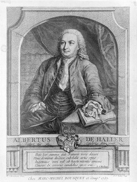 Baron Albrecht von Haller. Line engraving by P. F. Tardieu, 1757, after E. J. Handmann.