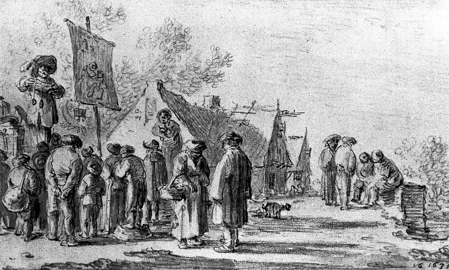 J. van Goyen, A village scene with a charlatan (left)
