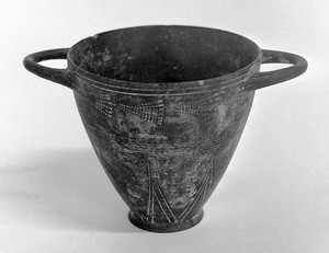 view Ancient Graeco-Italian ceramic; Etruscan bucchero skyphos