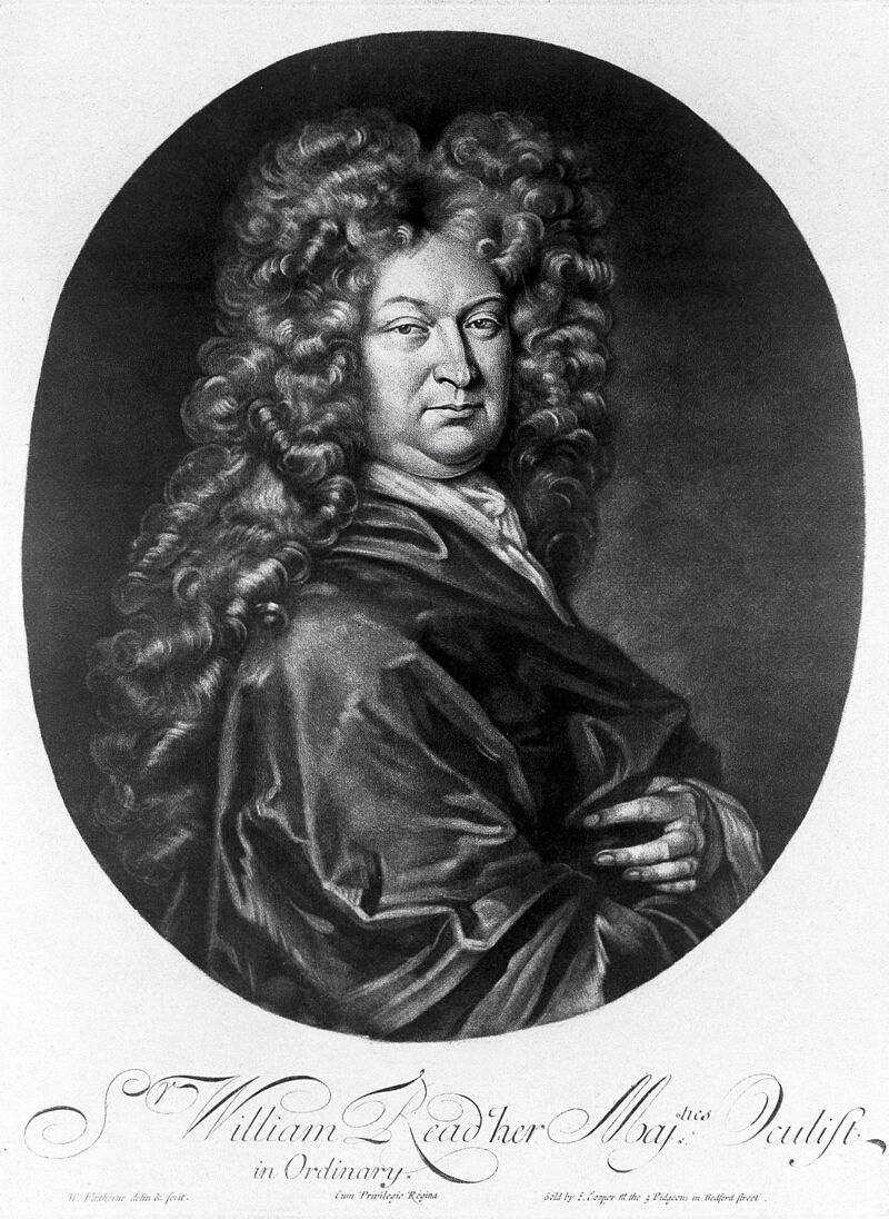 Sir William Read. Mezzotint by W. Faithorne., by William Faithorne
