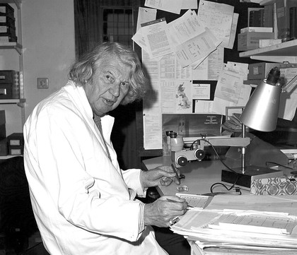 John Zachary Young in his room at the Wellcome Institute