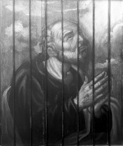 Saint Francis of Assisi, Saint Francis de Paul, and Saint Peter penitent. Oil painting by a Spanish painter, 17th (?) century.