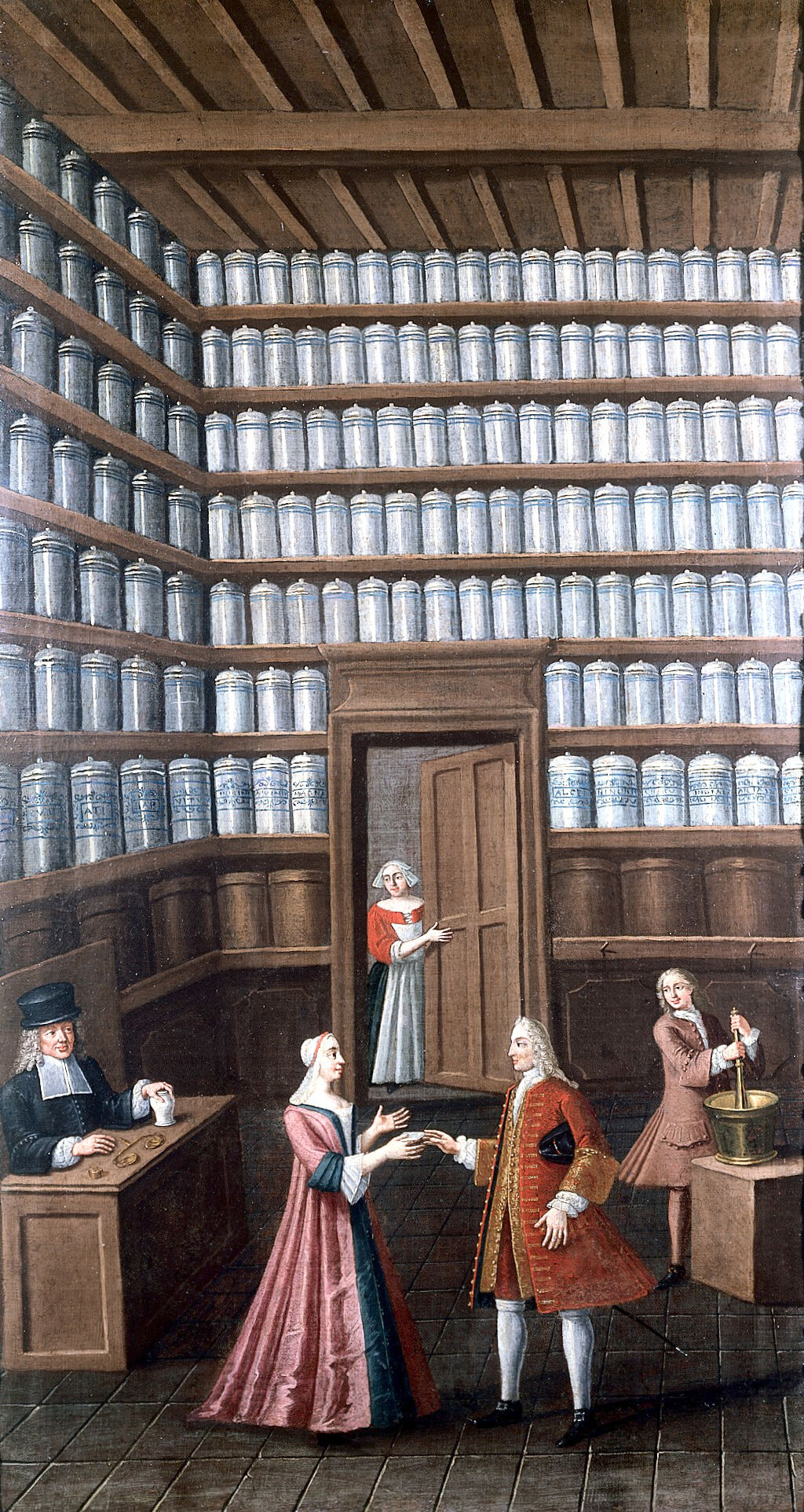 A Pharmacy Oil Painting By A French Painter Ca 1700