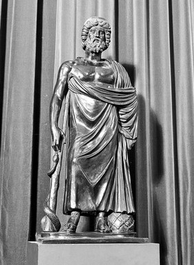 Bronze and plaster statue of Aesculapius by various hands at various dates.