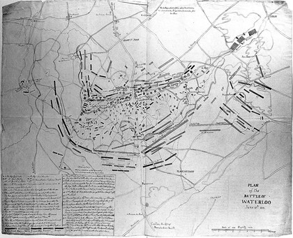 The battle of Waterloo. Drawing.