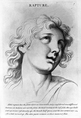 "Rapture" from le Brun, Heads. Representing the various passions of the soul..., circa 1760