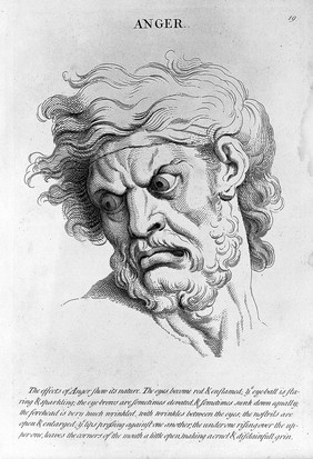 "Anger" from le Brun, Heads. Representing the various passions of the soul..., circa 1760