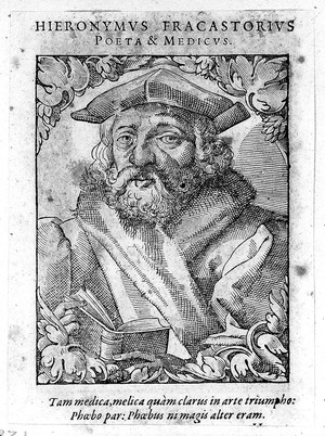 view Hieronymus Fracastorius. Woodcut by T. Stimmer, 1589, after F. Torbido.