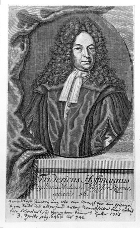 Friedrich Hoffmann II. Line engraving by J. G. Mentzel, 1716.