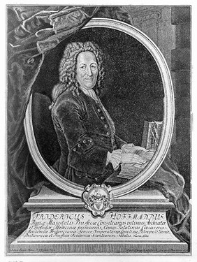 Friedrich Hoffmann II. Reproduction of line engraving by F. G. Wolffgang, 1735, after A. Pesne.