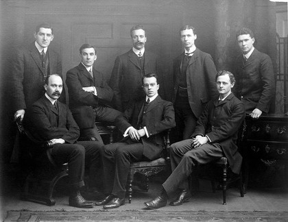 Charing Cross Hospital: a portrait of house surgeons. Photograph, 1906.