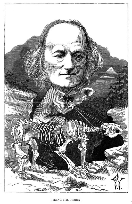 Engraving: caricature of Sir R. Owen riding