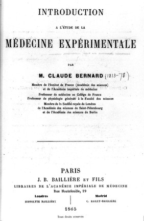 Introduction à l'étude de la médecine expérimentale / par Claude Bernard.