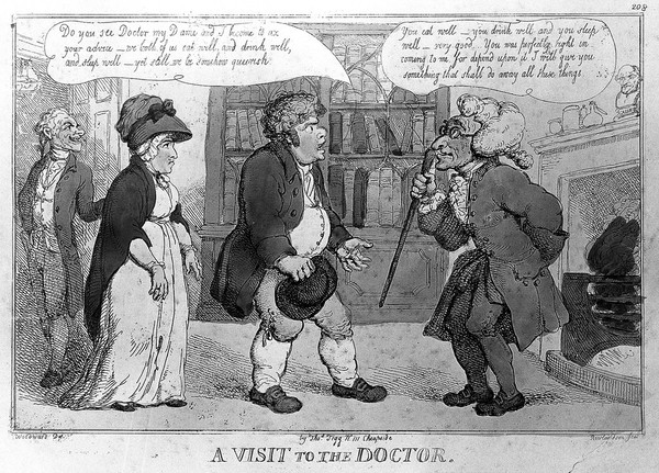 'A visit to the doctor', Thomas Rowlandson after Woodward