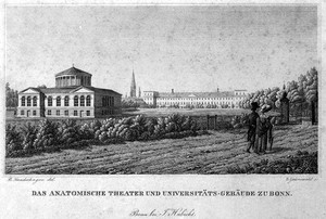 view 'Das anatomische Theater und Universitats-Gebauden zu Bonn', external view.